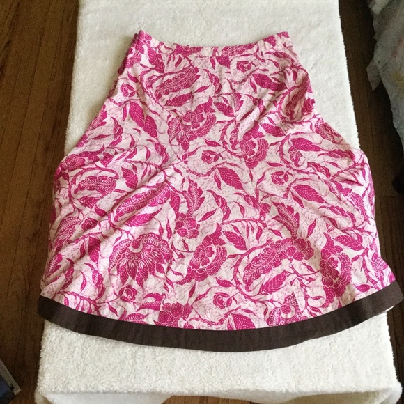Old Navy Y2K Floral Midi Trumpet Skirt Cotton Pink Brown - Sz 6 - Picture 5 of 8